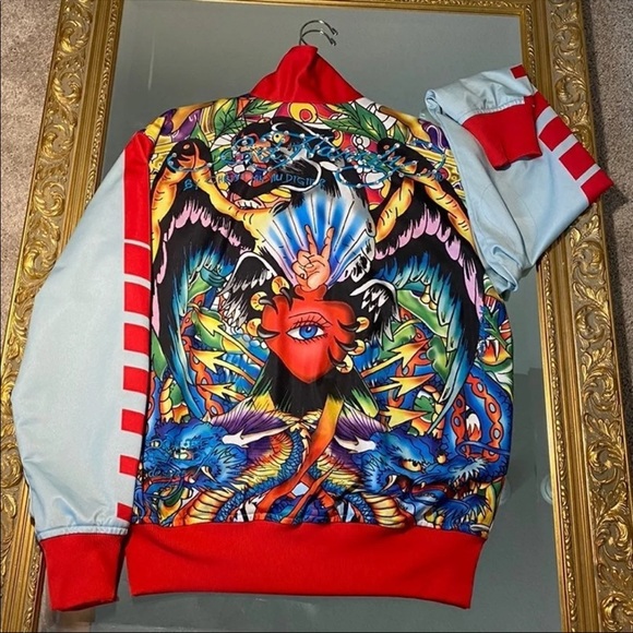 Vintage OG RARE Ed Hardy Rhinestone Studded Track Jacket - Picture 2 of 4